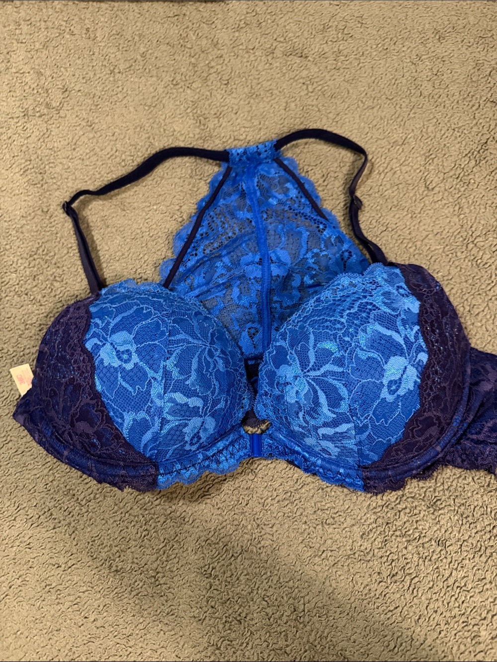 PINK Victoria’s Secret Lace Racerback Push-Up Bra - Blue
